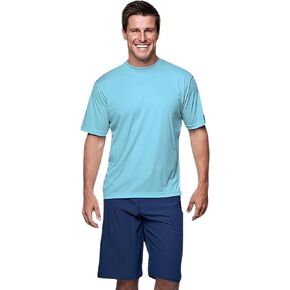Banana Boat Men Rash Guard Short Sleeve tee Shirt for Men 100% Polyester | Waterproof | UPF 50+ | UV Protection | Quick-Dry | Aqua Medium