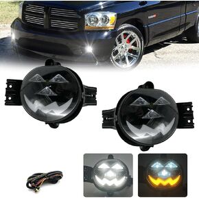 Fog Lights Replacement for 2002-2009 Dodge Ram 1500 2500 3500/2004-2006 Durango Pickup Truck, 9006 12V 55W blubs,1 Pair Bumper Driving Fog Lamps (Clear Lens)