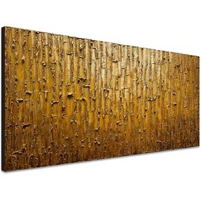 Handmade Gold Wall Decor Abstract Wall Art Golden Textured Oil Painting on Canvas for Living Room Bedroom Office Decor Artwork