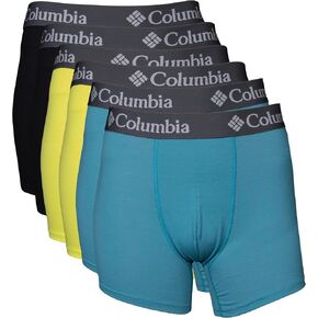 Columbia Men's 6 Pack Performance Boxer Brief, Teal/Neon Green/Black, Small