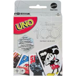 UNO Disney 100 Card Game for Kids, Featuring Disney Characters, Collectible Foil Card