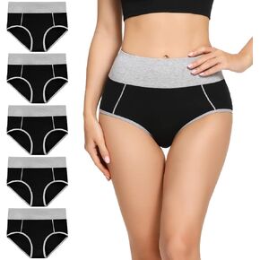 Molasus Womens Cotton Underwear Briefs High Waisted Ladies Panties (Regular & Plus Size)