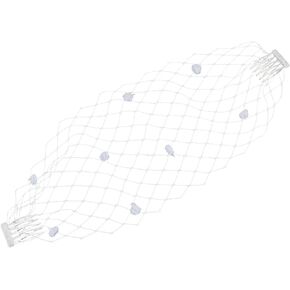 FINGERINSPIRE Bridal Birdcage Veil with Fluff Ball Nylon Fascinator Mesh Face Veil with Iron Combs Fascinator Veil for Woman