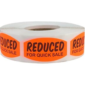 Reduced for Quick Sale Labels .75 x 1.375 Inch 500 Total Adhesive Stickers