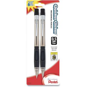 Pentel Quicker Clicker Mechanical Pencil, 0.5 mm, Smoke, 2/Pk