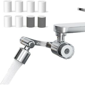 Frizzlife Splash-Proof Sink Faucet Extender with Filter, Certified Reduce 99% Chlorine, 1440° Rotating Tap Aerator, 3 Modes Spray Attachment for Kitchen/Bathroom/Toddlers, 8pcs Replacement Filter