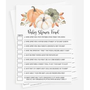 All Ewired Up 50 Baby Shower Family Feud (50-Cards) Fun Baby Shower Game Activity, Gift, Gender Neutral Boy or Girl, Pumpkin, Autumn, Fall