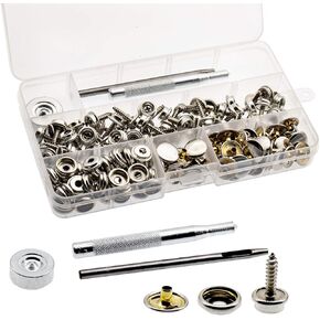 156pcs Marine Grade Canvas Upholstery Boat Cover Snap Button, Stainless Steel Fastener Kit