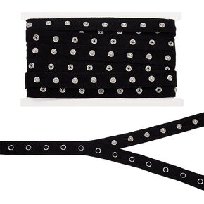 BENECREAT 5 Yards Black Metal Snap Button Tape Trim, 3/4 inch Sewing Snap Fastener Tape, Silver Press Stud Tape Ribbon for Jumpsuits, Clothes, Sewing Crafting