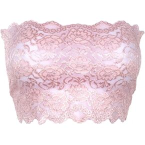 Stretch Lace Camisole Bandeau Tube Top 8 Inches Long Baby Pink S