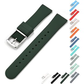 18mm 20mm 22mm Silicone Watch Bands, Quick Release Waterproof Soft Rubber Replacement Straps with Silver Buckle Compatible with Smart Watch Sport Watch for Men Women, Straps for Smart Watches
