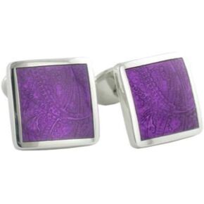 Men's Sterling Silver Light Purple Paisley Cufflinks (CL030202)