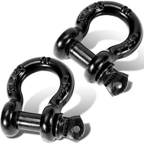 1/2" D Ring Shackles with 7/8" Screw Pin, 26,400 lbs Break Strength, Heavy Duty Clevis Shackles (Black) for Jeep, Truck, SUV, Trailer, ATV, UTV（2pcs）