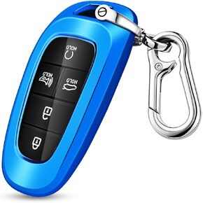 QBUC for Hyundai Key fob Cover,TPU 360 Degree Car Key Case Protector with Keychain Compatible with 2022 2021 2020 Hyundai Sonata Santa fe Tucson Keyless Entry 3/4/5/7 Buttons Smart Key(purple black)