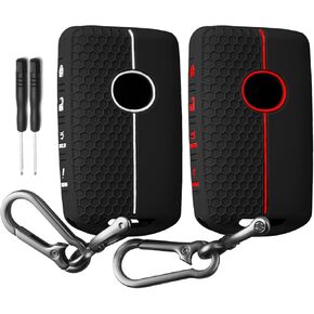 QBUC 2PCS for Mazda Key Fob Cover, Silicone Rubber Car Key Fob Case with Keychain for 2019-2024 for Mazda 6 3 Cx-5 Cx-30 Cx-9 Cx-50 Smart Remote Case Keyless Protector 4 Buttons