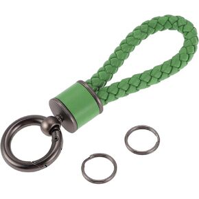 Car Keychain Universal Key Chain with Ring for Key Fobs for Home for Women Faux Leather Emerald-green