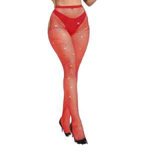 Crotchless Pantyhose for Women Sparkly Tights Rhinestone Fishnet Stockings Sexy Plus Size XS-5XL XS-5XL