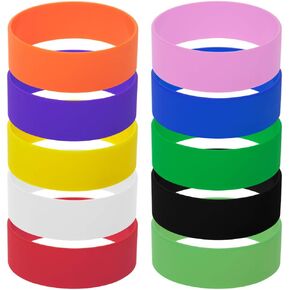 GOGO 10 PCS Wide Silicone Wristbands, Rubber Bracelets, Party Favors