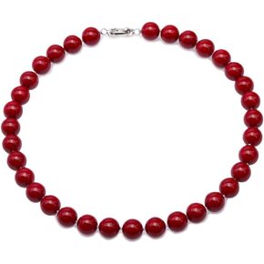 إمرأة لؤلؤ جنوب البحر شل اللؤلؤ قلادة 10 ملم النبيذ الأحمر جولة شل الخرز واحد ستراند مجوهرات 18'' in Kuwait