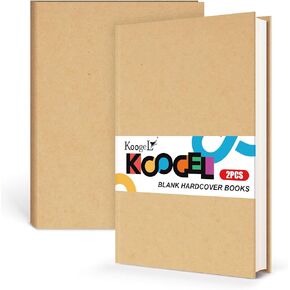 Koogel 2PCS Blank Sketch Notebooks, White Drawing Notebooks 5.7" x 8.2" Hardcover Sketchbooks Blank Notebook for Kids to Write Stories 50 Sheets 100gsm Paper
