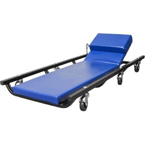 TCE ATR6452U Torin Rolling Garage/Shop Creeper: 40" Padded Mechanic Cart with Adjustable Headrest and 6 Casters, Blue