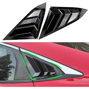 Compatible with Honda Civic Window Louvers 2017-2021,10th Gen Civic Rear Window Vents for Left & Right Side Rear Quarter Window,1Pair Side Window Louvers ABS Exterior Accessories,Glossy Black