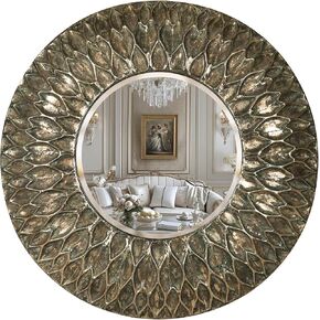 Fobule Large Round 30" Decorative Wall Mirrors, Ancient Bronze Distressed Hanging Circle Mirrors, Vintage Metal Frame Wall Decor for Bathroom, Living Room, Mantel,Entryway
