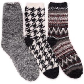MUK LUKS Women's Set of 3 Fuzzy Yarn Socks