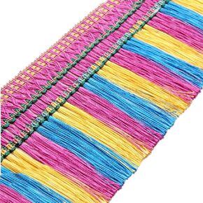 MSCFTFB 12 Yards Tri Colors Thick Tassels Polyester Fringe Tassel Fabric Lace Ribbon Trim Border Width 5inch for Curtain Dressmaking Cushion Sewing Craft (Chocolate+Brown+Beige)