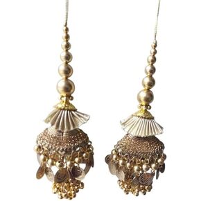Women Lehenga Golden Color Latkan Decorative Hanging Sewing Tassel Beaded Saree Blouse Latkan (GOLD5)