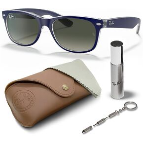 Ray-Ban RB2132 New Wayfarer Color Mix Square Shape Sunglasses With Eyewear Kit Bundle - High Bridge Fit - Square Sunglasses