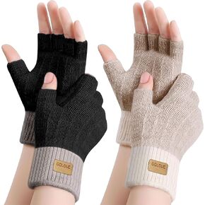 Fingerless Gloves for Women Winter Thickened Cashmere Warm Half Finger Gloves