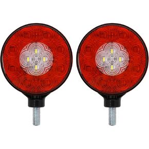 4" Round Dual-Face LED Pedestal Light Amber Red White Tail Stop Turn Signals Reversing Backup Lamp For Trailers Under 80" Boat Truck Camper RV Double Lights