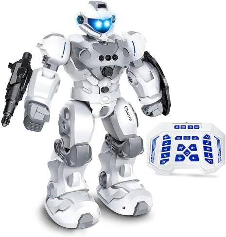 ألعاب للأولاد والبنات من عمر 6-12 سنة، لعبة روبوت للتحكم عن بعد قابلة لإعادة الشحن، روبوت RC ذكي قابل للبرمجة مع مستشعر للإيماءات 2.4 جيجا هرتز، أبيض in Kuwait