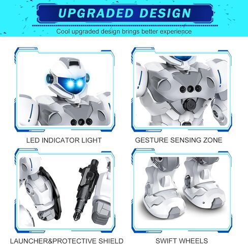 ألعاب للأولاد والبنات من عمر 6-12 سنة، لعبة روبوت للتحكم عن بعد قابلة لإعادة الشحن، روبوت RC ذكي قابل للبرمجة مع مستشعر للإيماءات 2.4 جيجا هرتز، أبيض in Kuwait