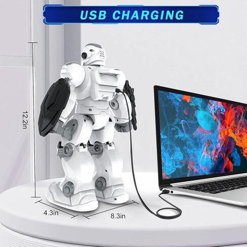 ألعاب للأولاد والبنات من عمر 6-12 سنة، لعبة روبوت للتحكم عن بعد قابلة لإعادة الشحن، روبوت RC ذكي قابل للبرمجة مع مستشعر للإيماءات 2.4 جيجا هرتز، أبيض in Kuwait