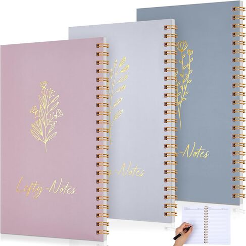 Lewtemi Small 3 Pieces Left Handed Notebook 8 x 5 Inch Small Lefty Spiral Notebooks Wire Bound Paper Journal for College Subject Office Worker Supplies Easier Use, 100 Page(Soft Color) in Saudi Arabia