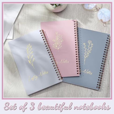 Lewtemi Small 3 Pieces Left Handed Notebook 8 x 5 Inch Small Lefty Spiral Notebooks Wire Bound Paper Journal for College Subject Office Worker Supplies Easier Use, 100 Page(Soft Color) in Saudi Arabia