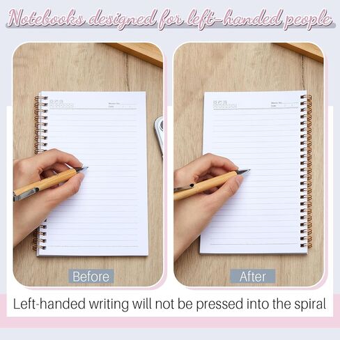 Lewtemi Small 3 Pieces Left Handed Notebook 8 x 5 Inch Small Lefty Spiral Notebooks Wire Bound Paper Journal for College Subject Office Worker Supplies Easier Use, 100 Page(Soft Color) in Saudi Arabia