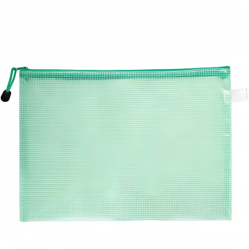 A4 Plastic Wallets Zip Lock Bags Mesh Document Wallet Document Folders Plastic Pockets Zipper File Wallet for School Office Homework Travel Storage Bags Green in Saudi Arabia