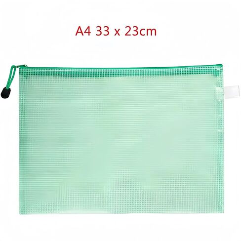 A4 Plastic Wallets Zip Lock Bags Mesh Document Wallet Document Folders Plastic Pockets Zipper File Wallet for School Office Homework Travel Storage Bags Green in Saudi Arabia