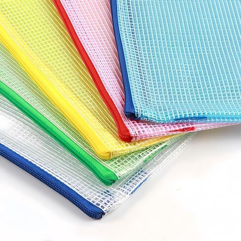 A4 Plastic Wallets Zip Lock Bags Mesh Document Wallet Document Folders Plastic Pockets Zipper File Wallet for School Office Homework Travel Storage Bags Green in Saudi Arabia