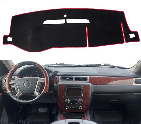 TANDI Dash Cover Mat Fit for Chevy Chevrolet Silverado and GMC Sierra 1999-2007 1500 2500HD 3500HD Dashboar Cover (Dacron (Black+Red Trim), TANDI-SG105) in Saudi Arabia