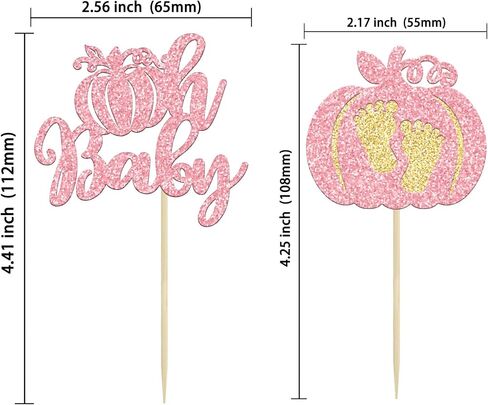 Gyufise 24Pcs Pumpkin Oh Baby Cupcake Toppers Orange Glitter Fall Theme Cupcake Picks Pumpkin Themed Baby Shower Birthday Thanksgiving Halloween Party Cake Decorations Supplies in Saudi Arabia