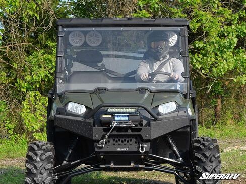 SuperATV Heavy Duty Clear Scratch Resistant Full Windshield for 2016+ Polaris Ranger Full-Size 570 / Crew | 1/4" Thick Polycarbonate| Preinstalled Bulb Seal Than Glass | Hard Coated | USA Made! in Kuwait