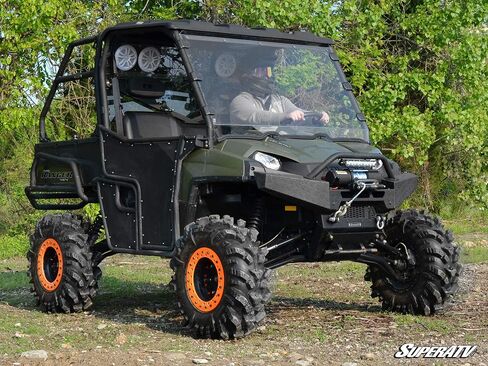 SuperATV Heavy Duty Clear Scratch Resistant Full Windshield for 2016+ Polaris Ranger Full-Size 570 / Crew | 1/4" Thick Polycarbonate| Preinstalled Bulb Seal Than Glass | Hard Coated | USA Made! in Kuwait