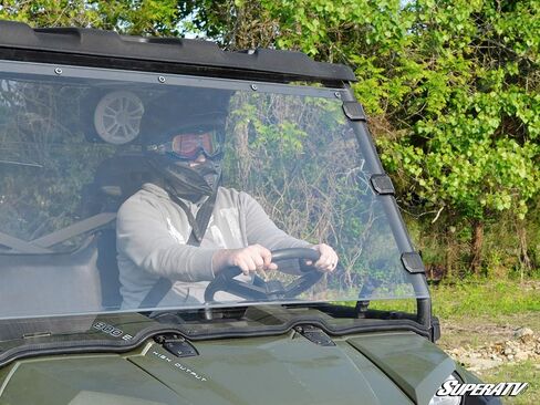 SuperATV Heavy Duty Clear Scratch Resistant Full Windshield for 2016+ Polaris Ranger Full-Size 570 / Crew | 1/4" Thick Polycarbonate| Preinstalled Bulb Seal Than Glass | Hard Coated | USA Made! in Kuwait