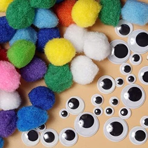 Incraftables 2000 Pcs Pom Poms with Googly Eyes & Glue Stick. Best Colored & Glitter Cotton 0.4 to 1.4 inch Balls for DIY Craft, Hats & Decorations. Multicolor Puffy Pompom Gift Set for Kids & Adults in Kuwait