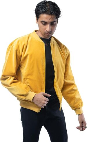 Men’s Velvet Bomber Jacket,Lightweight Front Zipper, Full Sleeve Windbreaker Regular Fit Smooth Velvet Jackets in Kuwait
