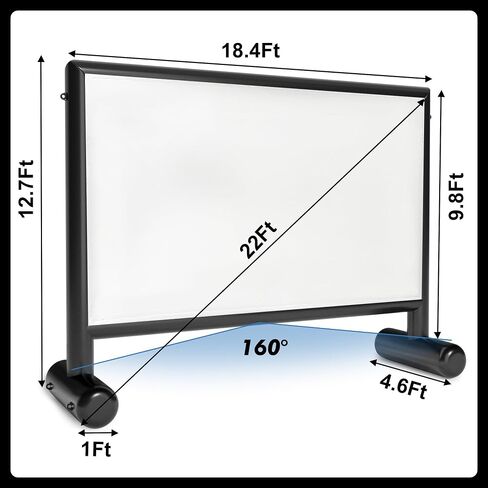 Inflatable Projector Screen, 16ft Upgraded Inflatable Movie Screen Outdoor Airtight Design with 600W Air Pump for Outdoor/Indoor - Does Not Require Continuous Inflation in Saudi Arabia